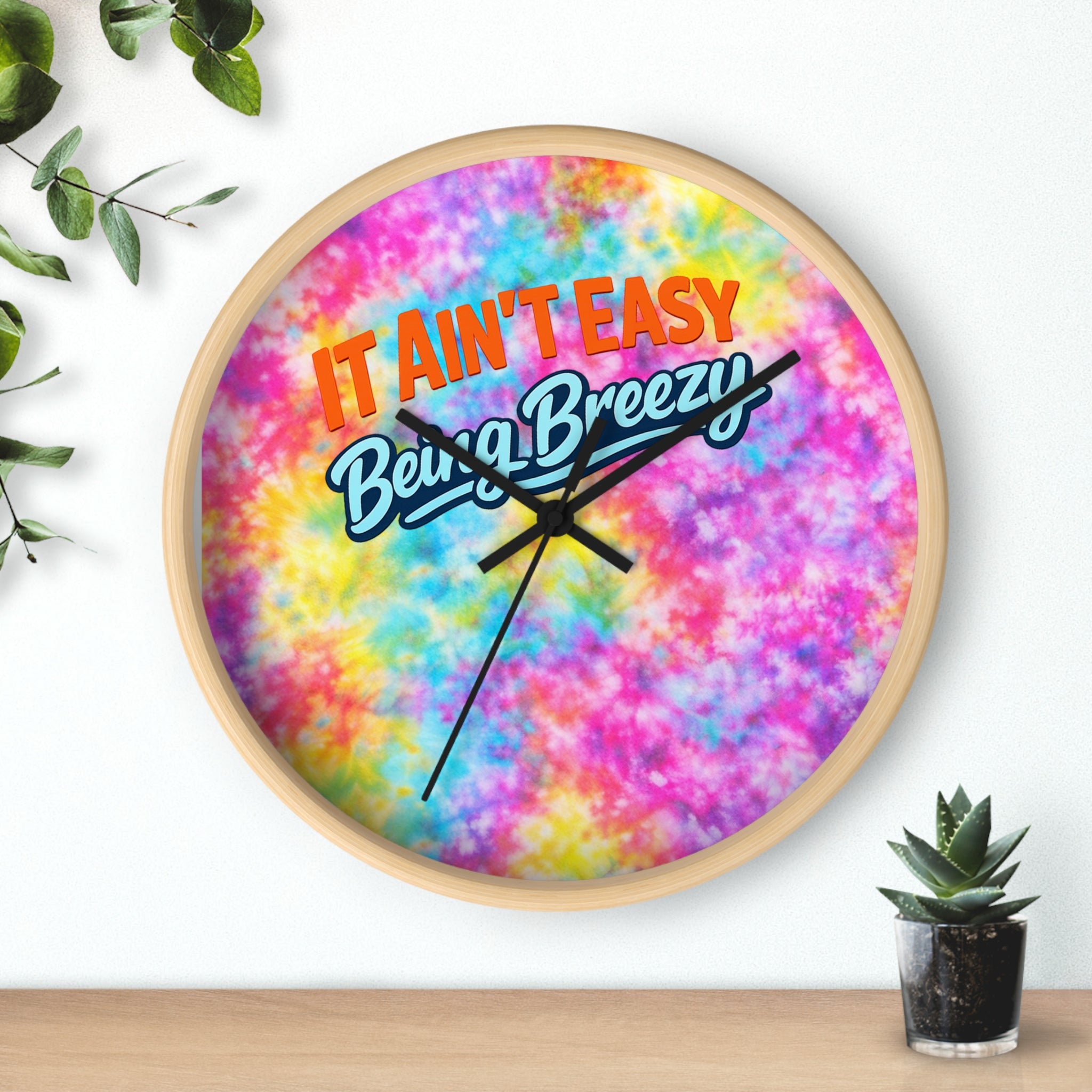 Stay Breezy Tie-Dye Wall Clock 🌈 | Colorful Aesthetic Home Decor